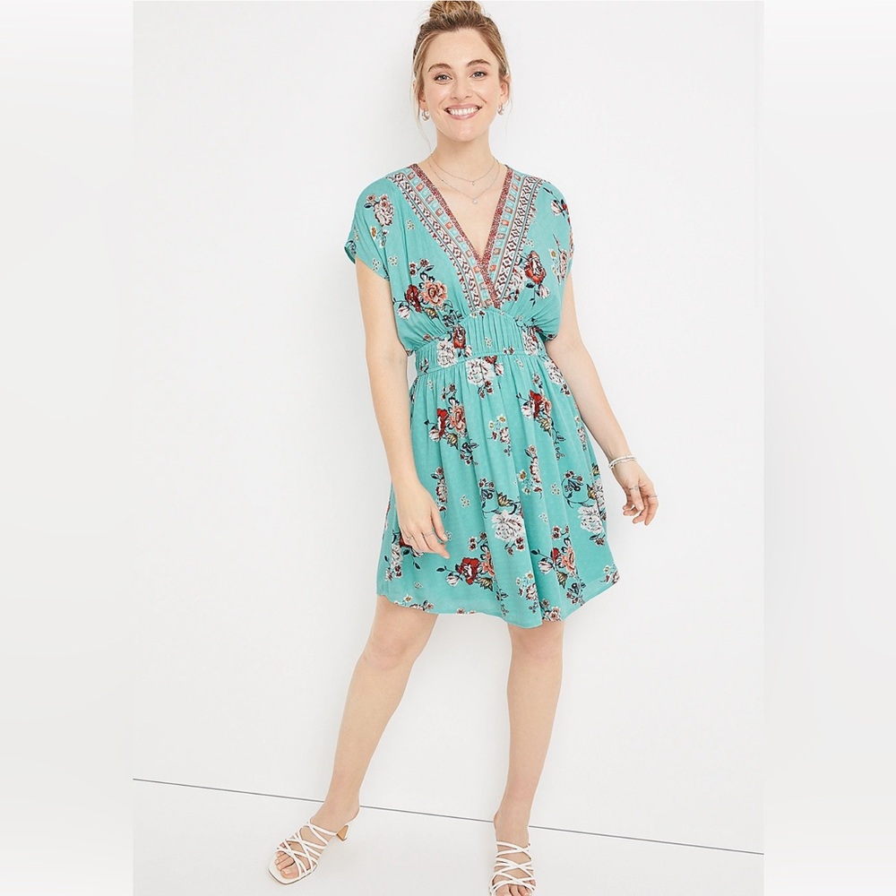 Maurice’s‎ Floral Smocked Waist Skater Dress
